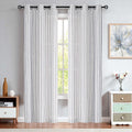 Randall Linen Stripe Semi Sheer Curtain Panels Living room Farmhouse Rustic Contemporary Window Treatment Drapery Sets, 40x95 In