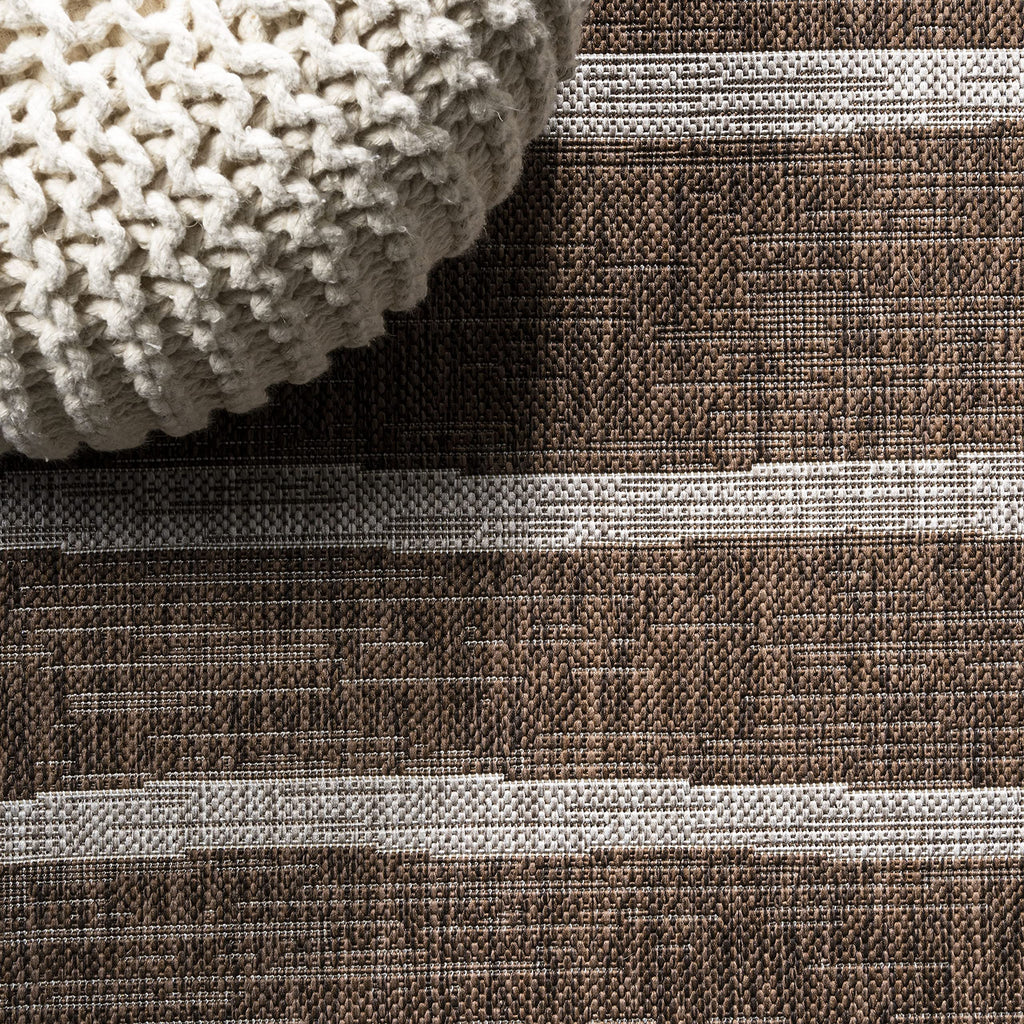 Jonathan Y Smb125B-210 Colonia Berber Stripe Indoor Outdoor Area Rug Bohemian Contemporary Easy Cleaning Bedroom Kitchen Backyard Patio Non Shedding, 2 X 10, Brown/Beige