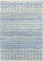 Livabliss Chester Boho Moroccan Area Rug, 6'7'' X 9', Cream/Royal Blue