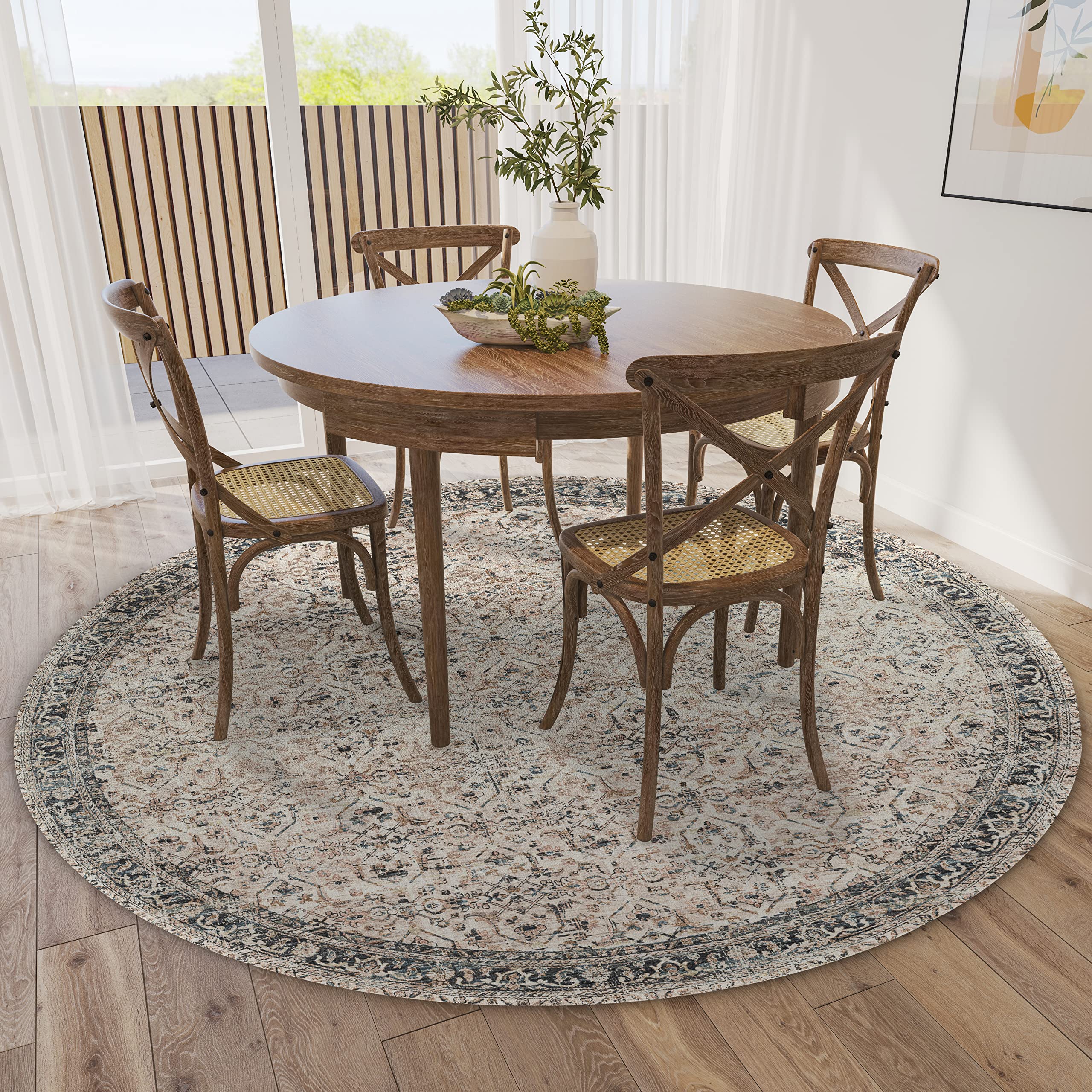 Dalyn Rugs Jericho Jc10 Taupe 4' X 4' Rectangle Soft Round Rug, Easy Clean, Non Shedding, Bedroom, Entry, Living Room, Dining Room, Kitchen Rug
