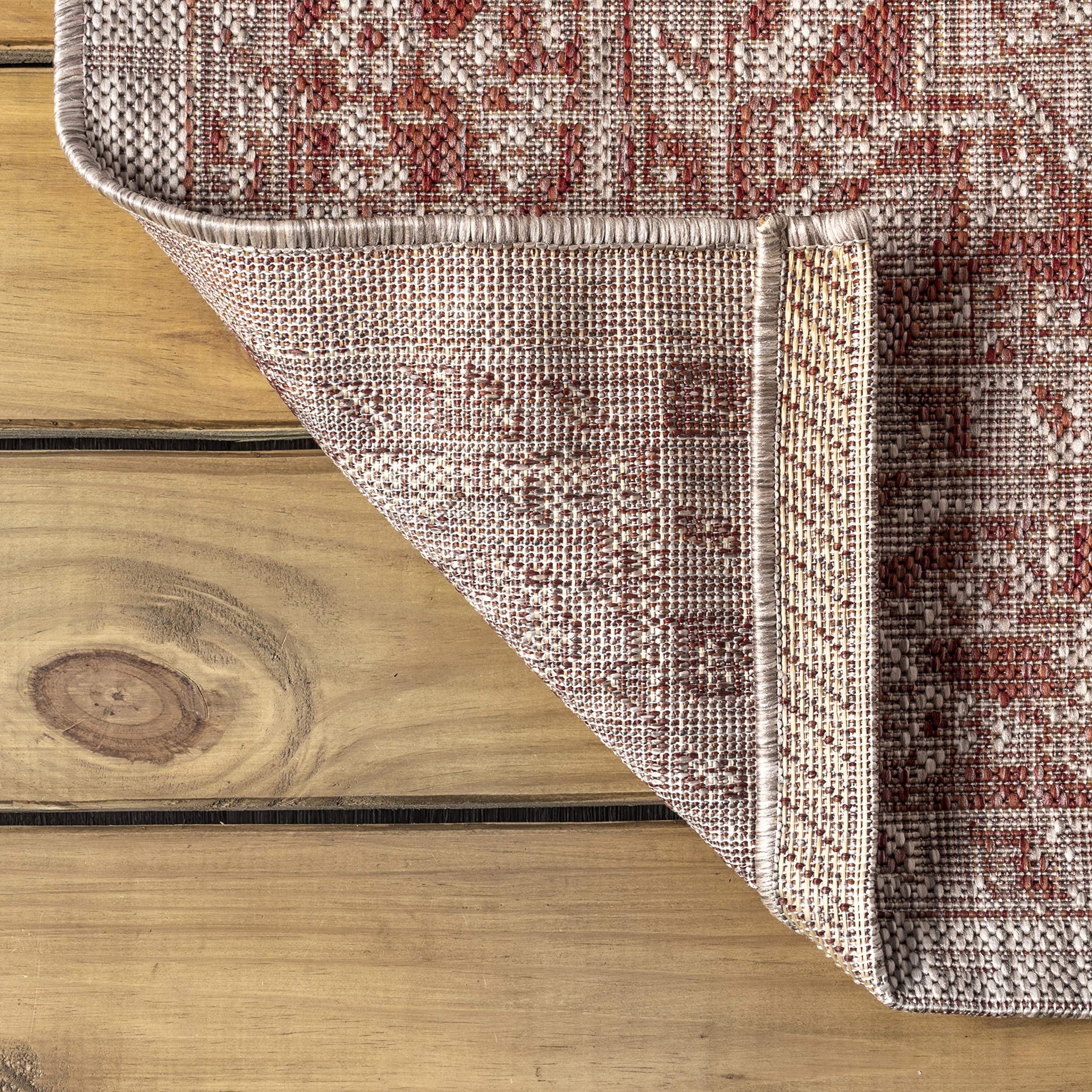 Jonathan Y Smb102A-3 Rozetta Boho Medallion Textured Weave Indoor Outdoor Area -Rug Coastal Bohemian Rustic Glam Easy -Cleaning Bedroom Kitchen Backyard Patio Non Shedding, 3 X 5, Red/Taupe