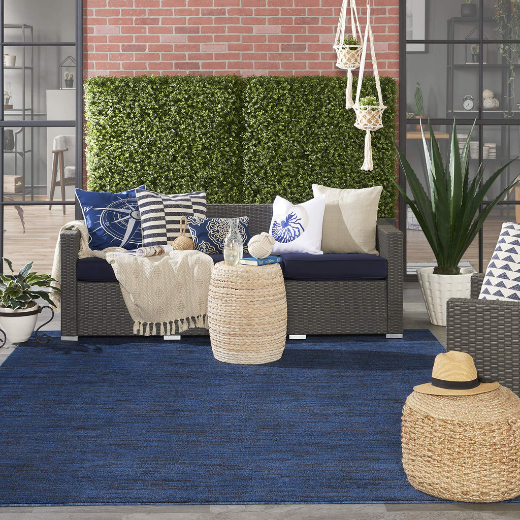 Nourison Essentials Indoor/Outdoor Midnight Blue 7' X 10' Area-Rug,Easy-Cleaning, Non Shedding, Bed Room, Living Room, Dining Room, Backyard, Deck, Patio (7X10)