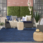 Nourison Essentials Indoor/Outdoor Midnight Blue 7' X 10' Area-Rug,Easy-Cleaning, Non Shedding, Bed Room, Living Room, Dining Room, Backyard, Deck, Patio (7X10)