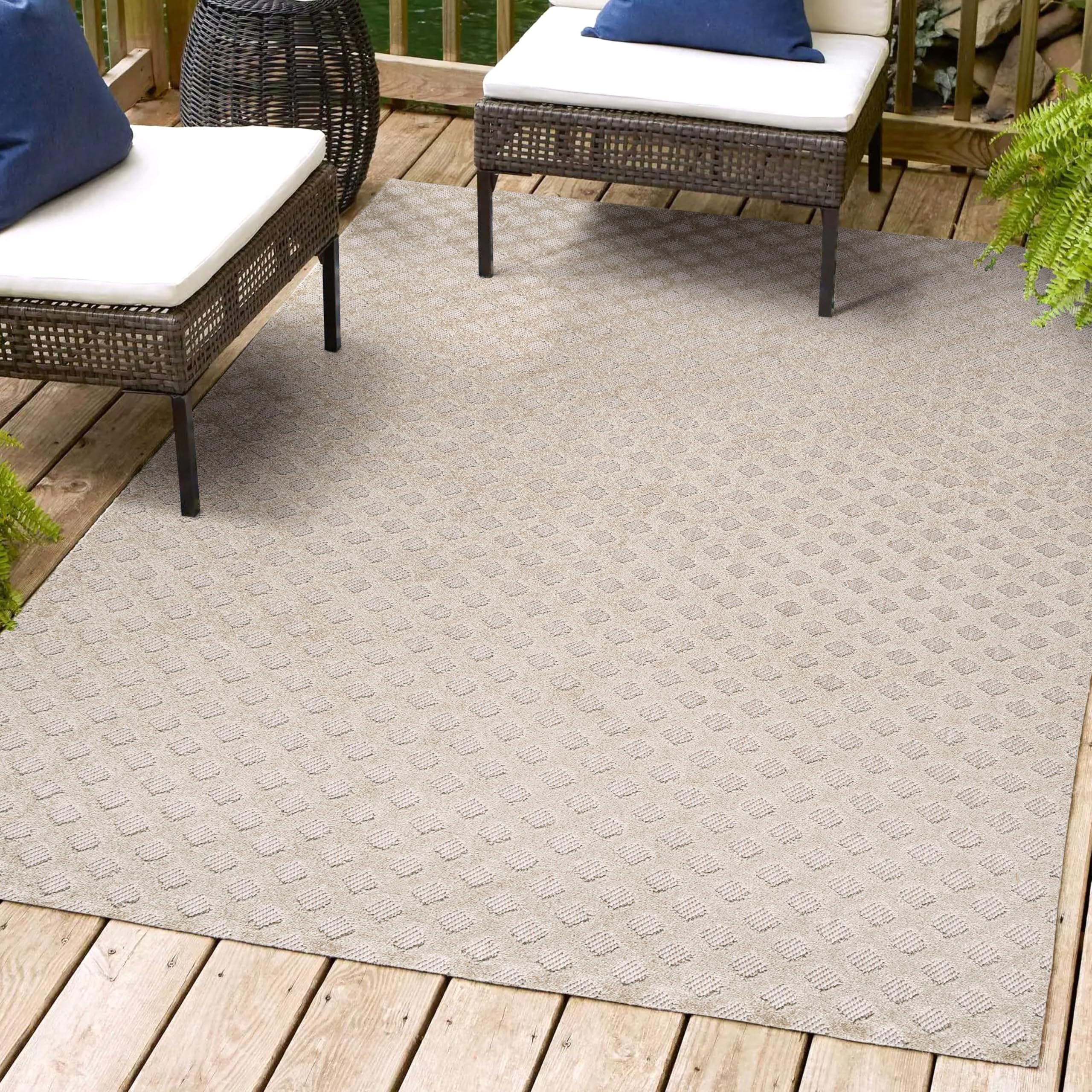 Jonathan Y Sbh101A-8 Rabat High-Low Pile Mini-Diamond Trellis Indoor Outdoor Area-Rug Bohemian Easy-Cleaning High Traffic Bedroo