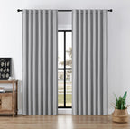 Joydeco Faux Linen Blackout Curtains For Bedroom,Light Grey Blackout Curtains 90 Inches Long,100% Blackout Solid Thermal Insulat