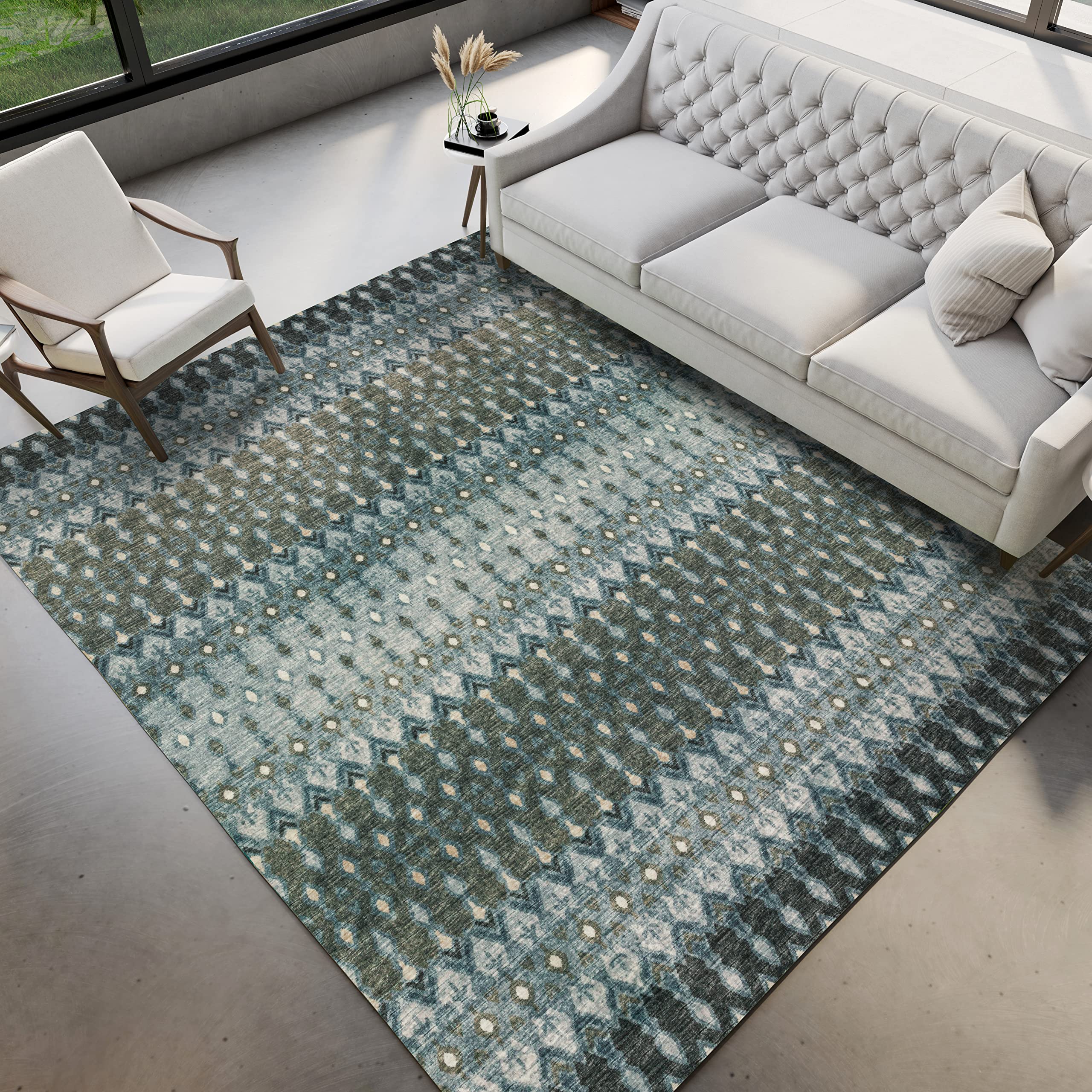 Dalyn Rugs Brisbane Br1 Tribal Trellis Mineral Blue 5' X 7'6"
