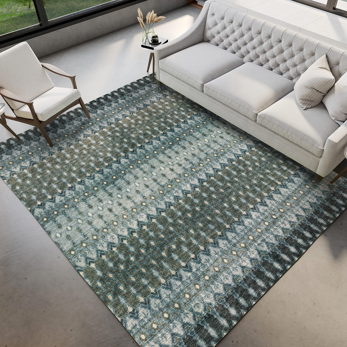 Dalyn Rugs Brisbane Br1 Tribal Trellis Mineral Blue 3' X 5'