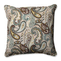 Pillow Perfect Paisley Indoor/Outdoor Accent Throw Pillow, Plush Fill, Weather, And Fade Resistant, Floor - 25' X 25', Blue/Br