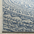 Safavieh Courtyard Collection 6'7' Square Light Grey/Blue Cy8734 Indoor/ Outdoor Waterproof Easy Cleaning Patio Backyard Mudroom Area Rug