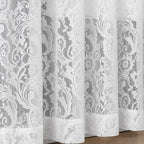 Bujasso White Sheer Lace Curtains 63 Inch Vintage Floral Sheer Window Curtain Panels For Living Room Bedroom Elegant Light Filte