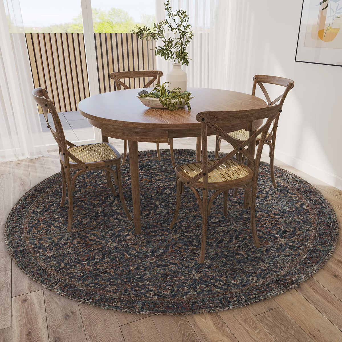 Dalyn Rugs Jericho Jc10 Midnight 4' X 4' Rectangle Soft Round Rug, Easy Clean, Non Shedding, Bedroom, Entry, Living Room, Dining Room, Kitchen Rug
