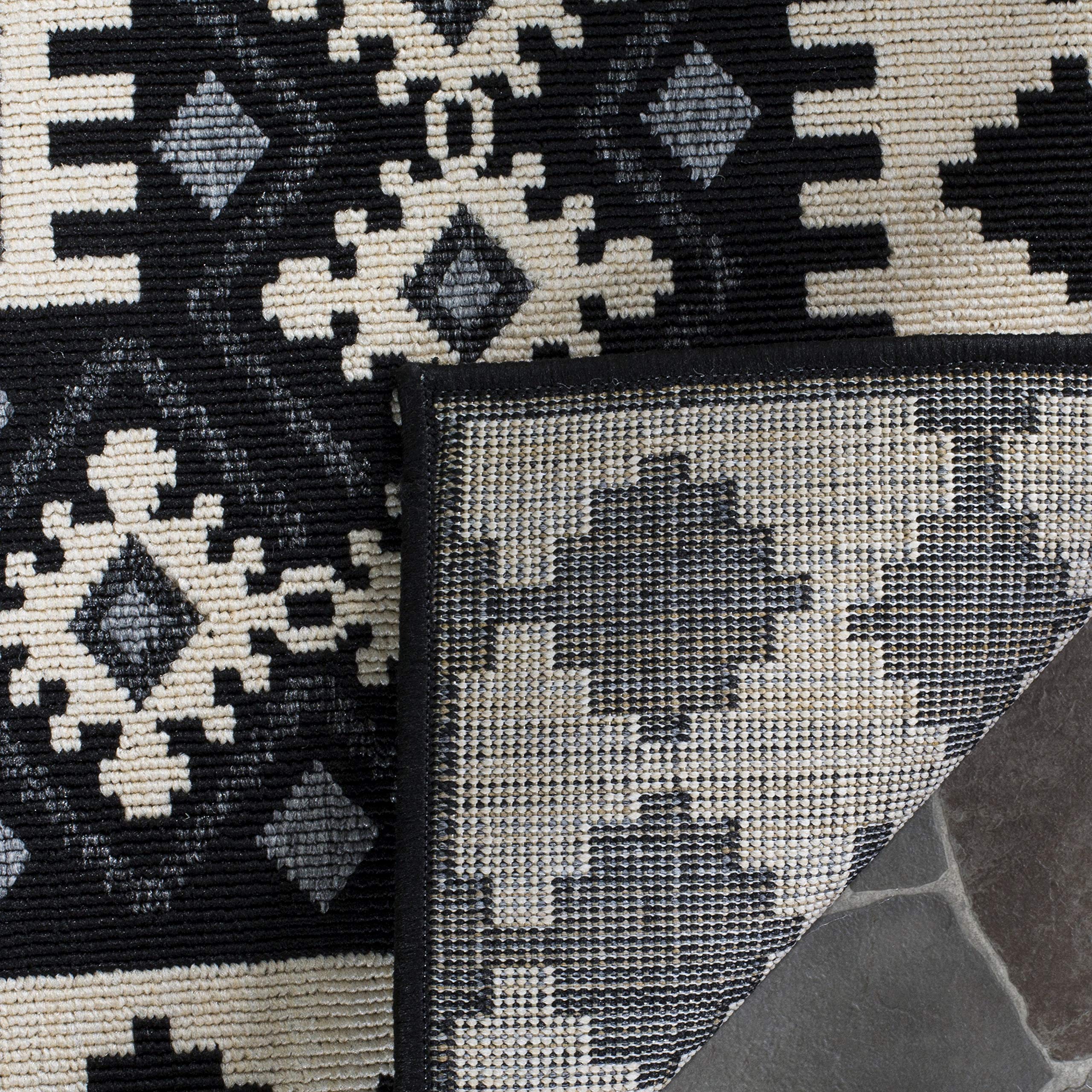 Safavieh Veranda Collection Area Rug - 8' X 11', Black & Creme, Boho Design, Non-Shedding & Easy Care, Indoor/Outdoor & Washable