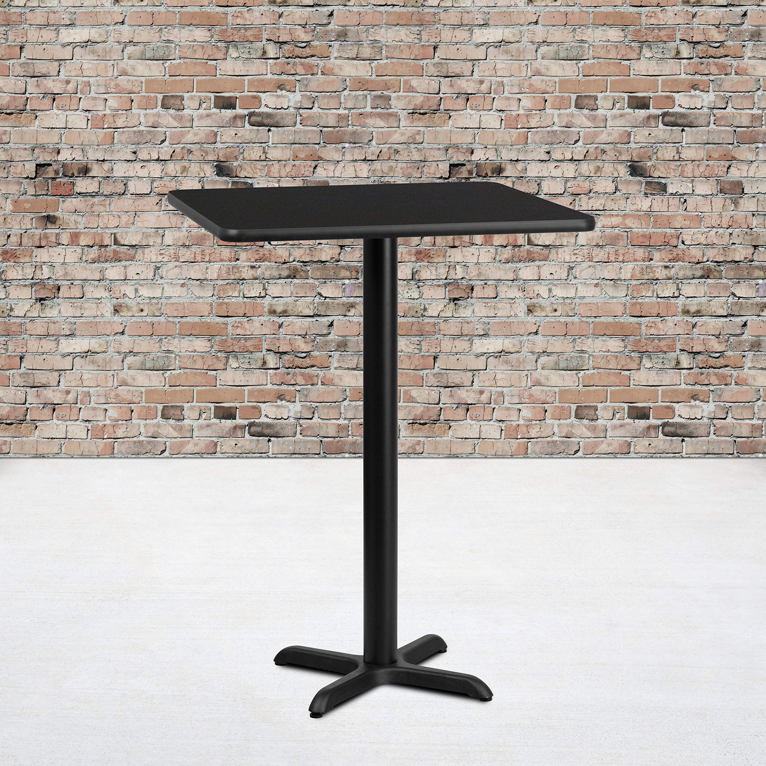 Flash Furniture Stiles 30'' Square Black Laminate Table Top With 22'' X 22'' Bar Height Table Base