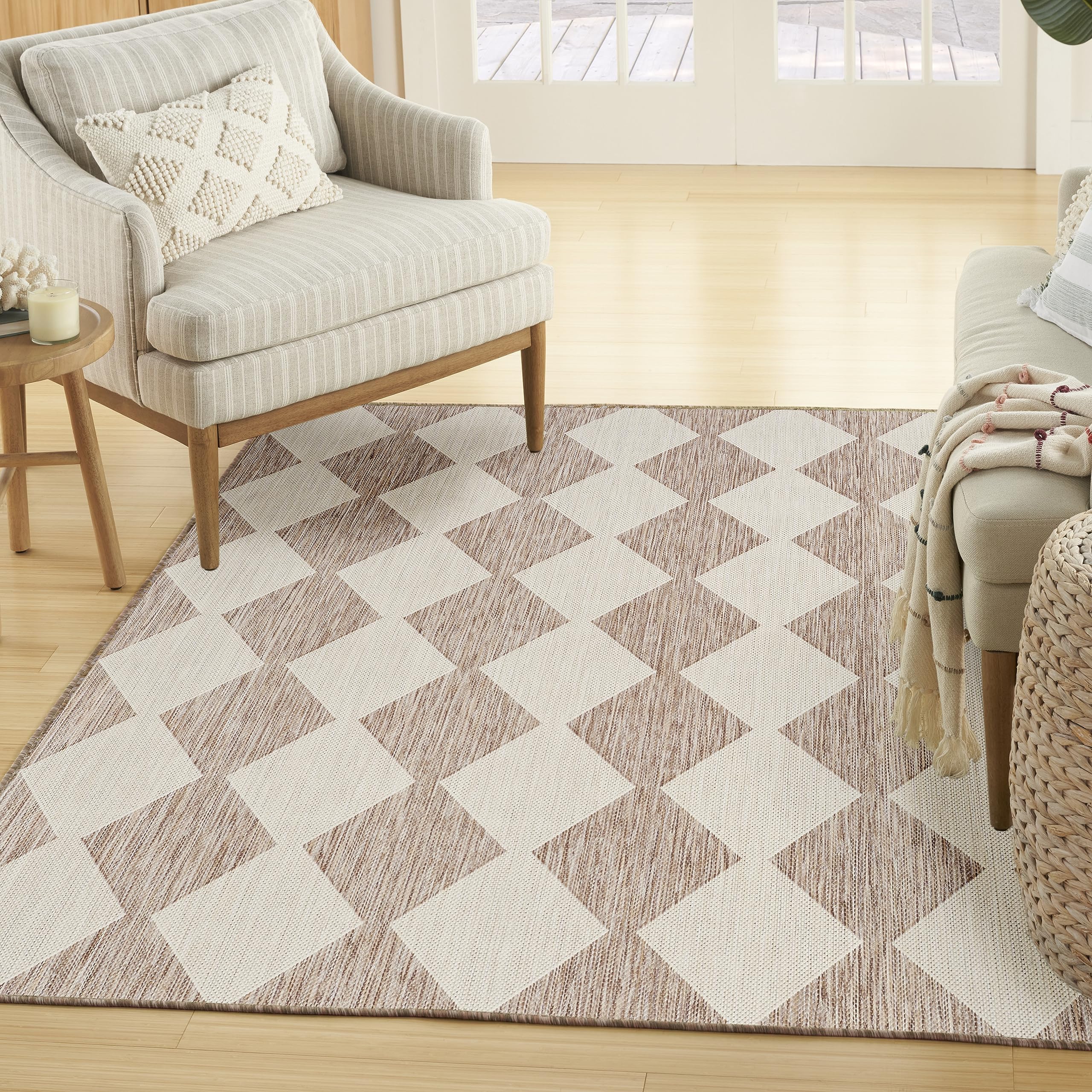 Nourison Positano Indoor/Outdoor Beige 4' X 6' Area Rug, Easy Cleaning, Non Shedding, Bed Room, Living Room, Dining Room, Backyard, Deck, Patio (4X6)