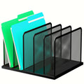 Kuntine.B Desk File Organizer 5 Sections Upright Mesh Desktop Organizer File Sorter Office Organization File Holder For Home, Of