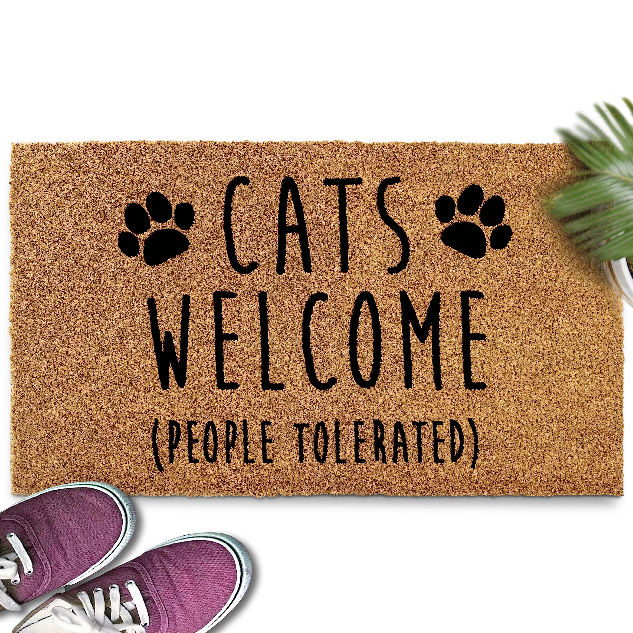 Mainevent Cats Welcome People Tolerated Doormat 30X17 Inch Cat Welcome Mat, Cat Door Mats, Animals Welcome People Tolerated Door