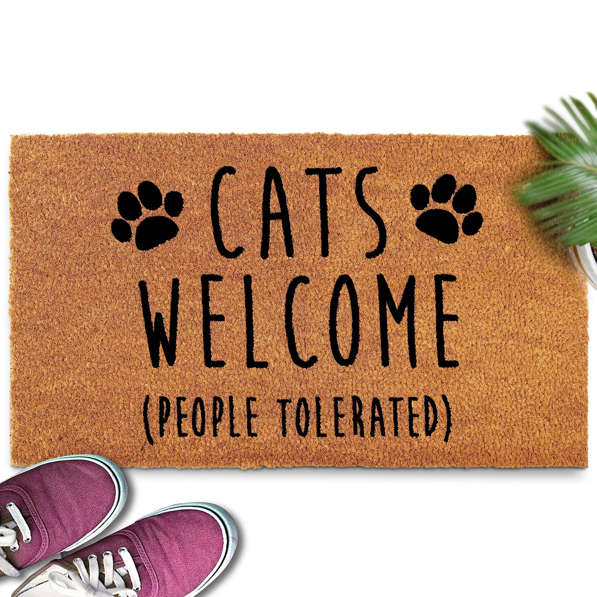 Mainevent Cats Welcome People Tolerated Doormat 30X17 Inch Cat Welcome Mat, Cat Door Mats, Animals Welcome People Tolerated Door