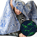 Dinosaur Blanket Glow In The Dark Luminous Dino Blanket For Kids - Soft Plush Blue T-Rex Blanket Throw For Boys And Girls - Larg