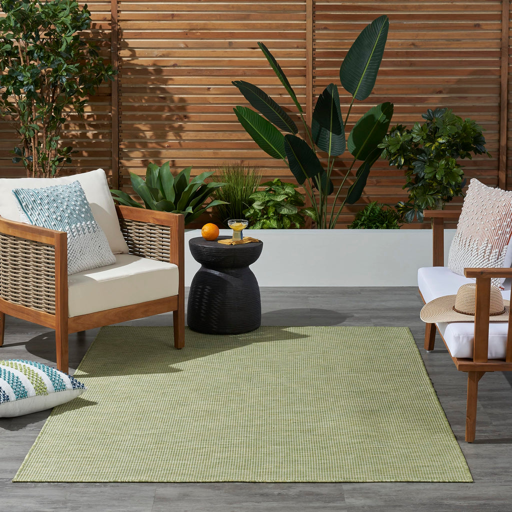 Nourison Positano Indoor/Outdoor Green 7' X 10' Area Rug, Easy Cleaning, Non Shedding, Bed Room, Living Room, Dining Room, Backyard, Deck, Patio (7X10)
