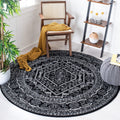 Safavieh Adirondack Collection Area Rug - 8 Round, Black & Ivory, Oriental Medallion Design, Non-Shedding & Easy Care, Ideal fo