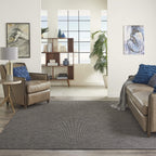 Nourison Positano Indoor-Outdoor Charcoal 7' X 10' Area Rug, Easy Cleaning, Non Shedding, Bed Room, Living Room, Dining Room, Ba