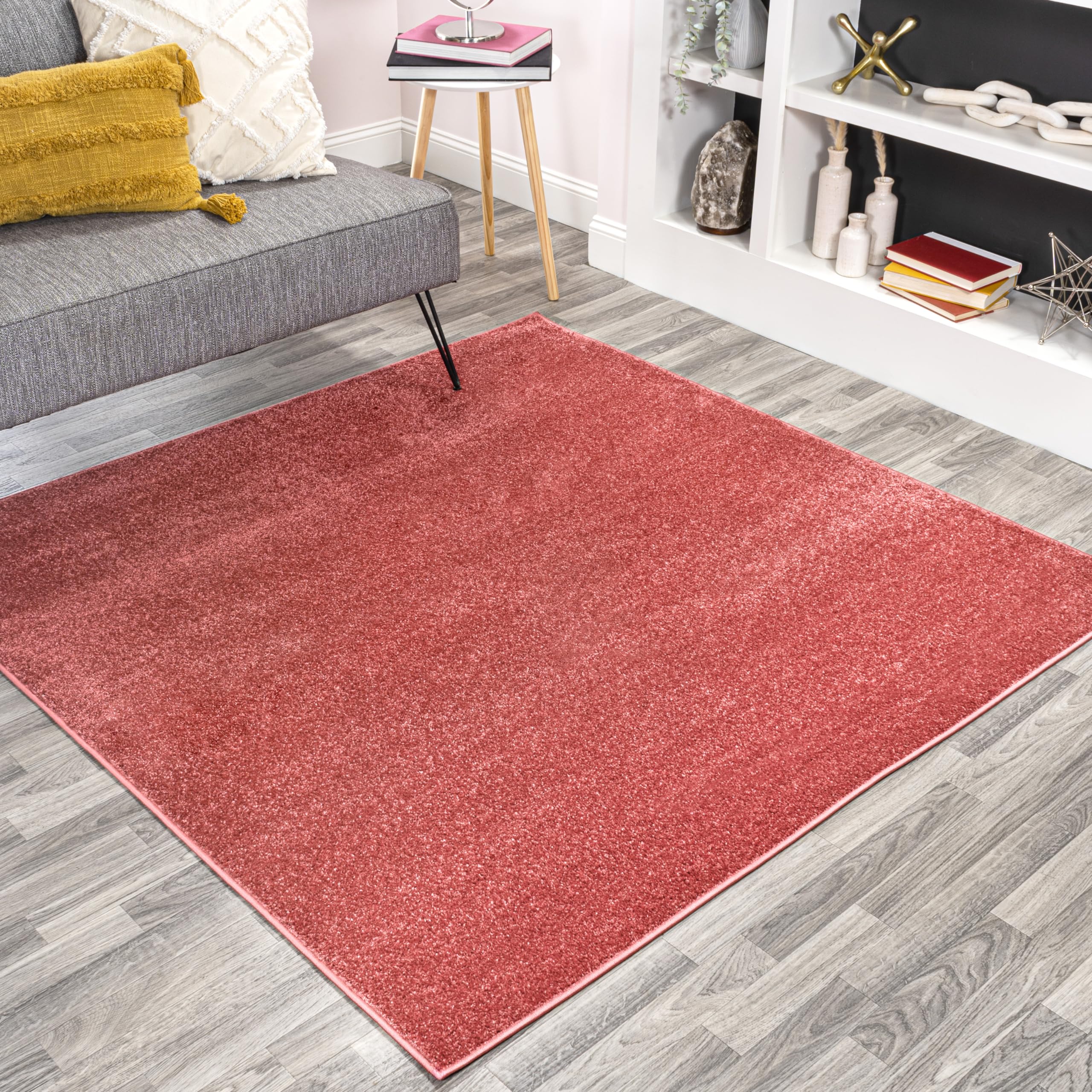 JONATHAN Y SEU100E-9SQ Haze Solid Low-Pile Area Rug, Coastal, Bohemian, Minimalist, Classic, Farmhouse, Casual, Glam for Living 