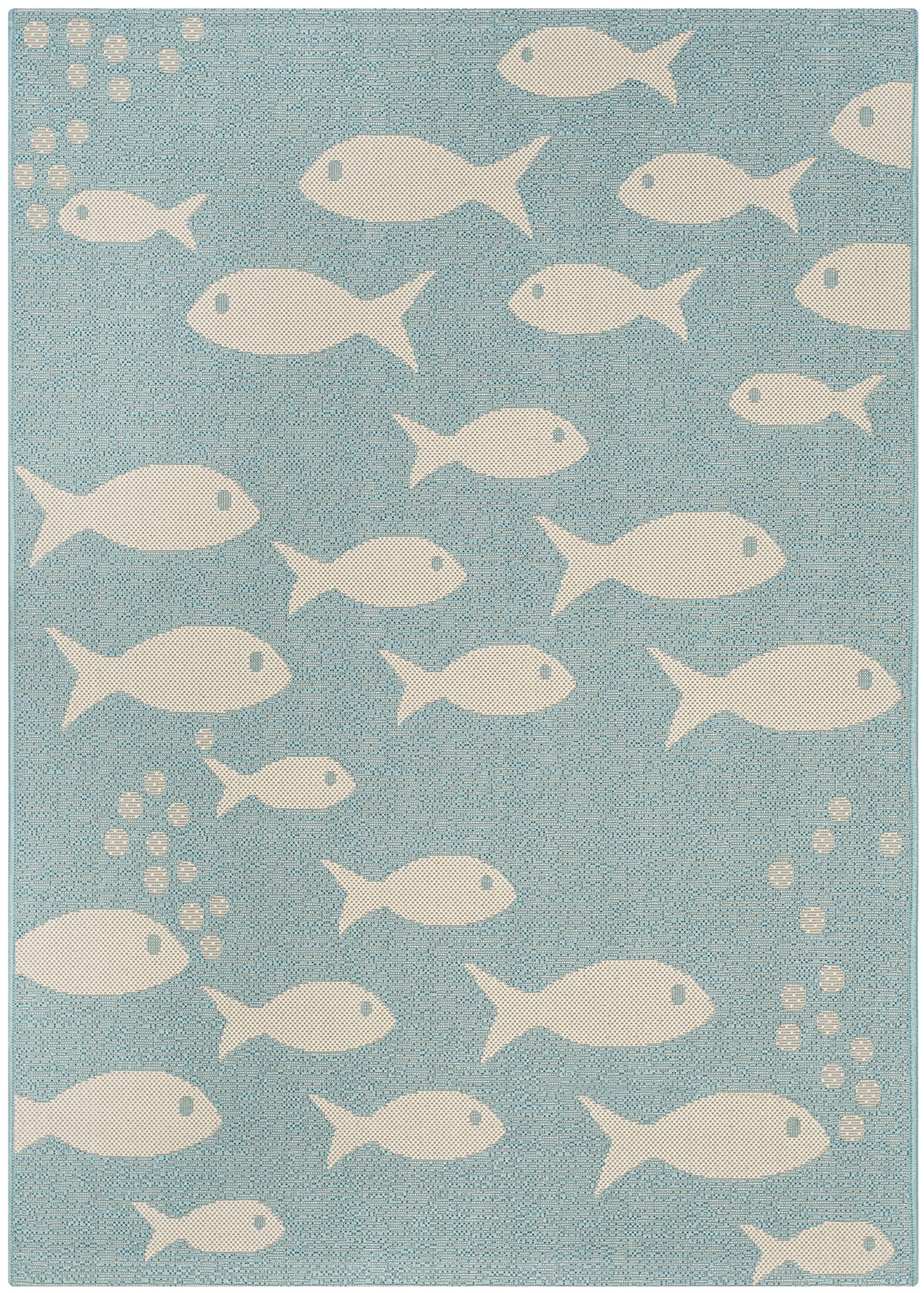 Safavieh Courtyard Collection Accent Rug - 2' X 3'7', Aqua & Beige, Non-Shedding & Easy Care, Indoor/Outdoor & Washable-Ideal F