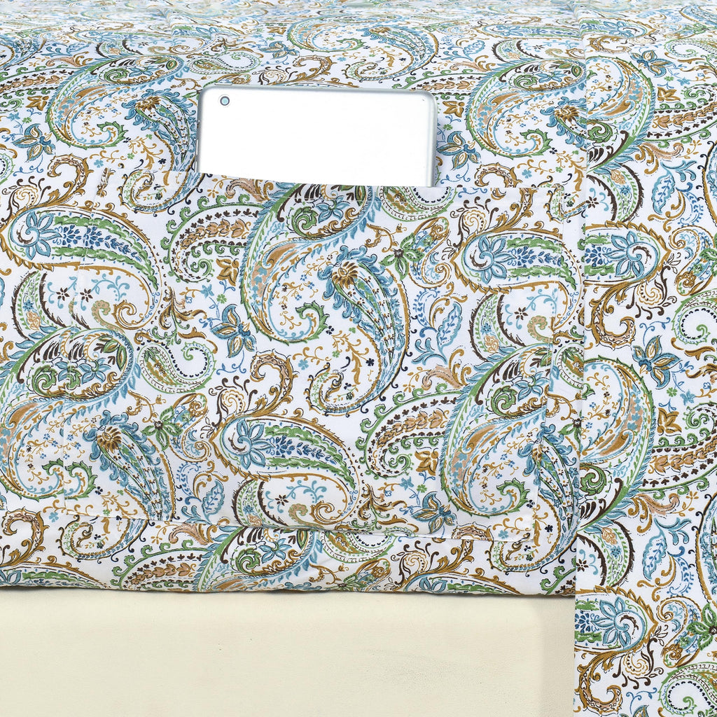 Elegant Comfort Luxury Soft Bed Sheets Paisley Pattern - 1500 Premium Hotel Quality Microfiber Softness Wrinkle And Fade Resistant (6-Piece) Bedding Set, Full, Paisley Teal