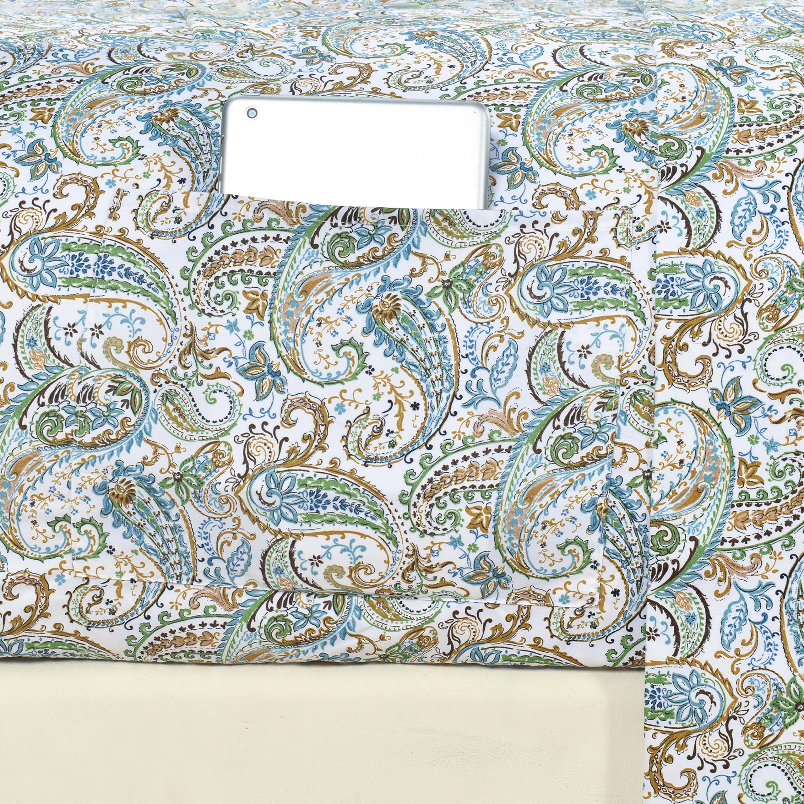 Elegant Comfort Luxury Soft Bed Sheets Paisley Pattern - 1500 Premium Hotel Quality Microfiber Softness Wrinkle And Fade Resistant (6-Piece) Bedding Set, Full, Paisley Teal