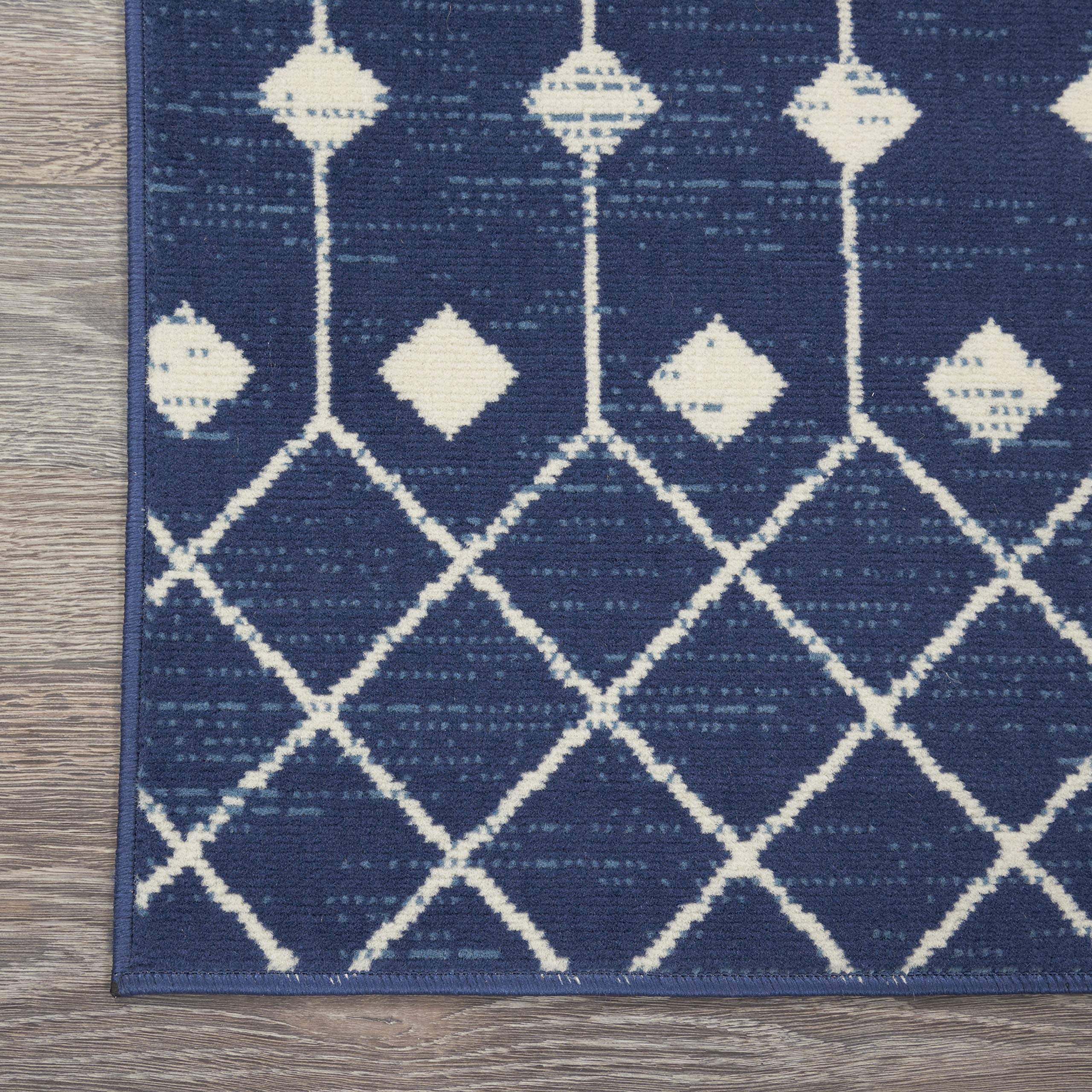 Nourison Grafix Moroccan Navy 8'6' X 12' Area Rug, Easy Cleaning, Non Shedding, Bed Room, Living Room, Dining Room, Kitchen (9X