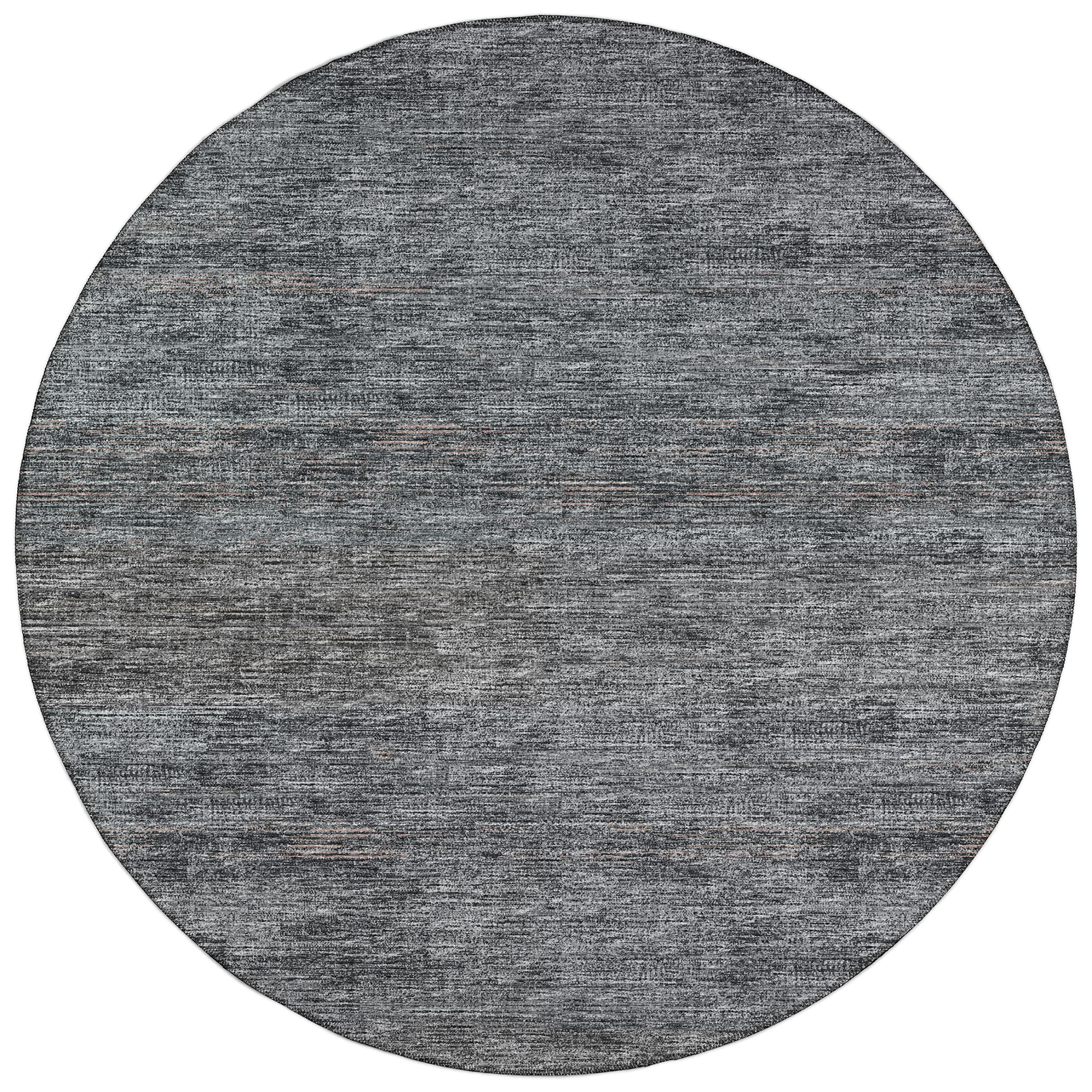 Addison Rugs Marston 8' X 8' Transitional Gray Indoor Outdoor Round Rug, Easy Clean, Machine Washable, Non Shedding, Bedroom, Living Room, Dining Room, Kitchen, Patio Rug