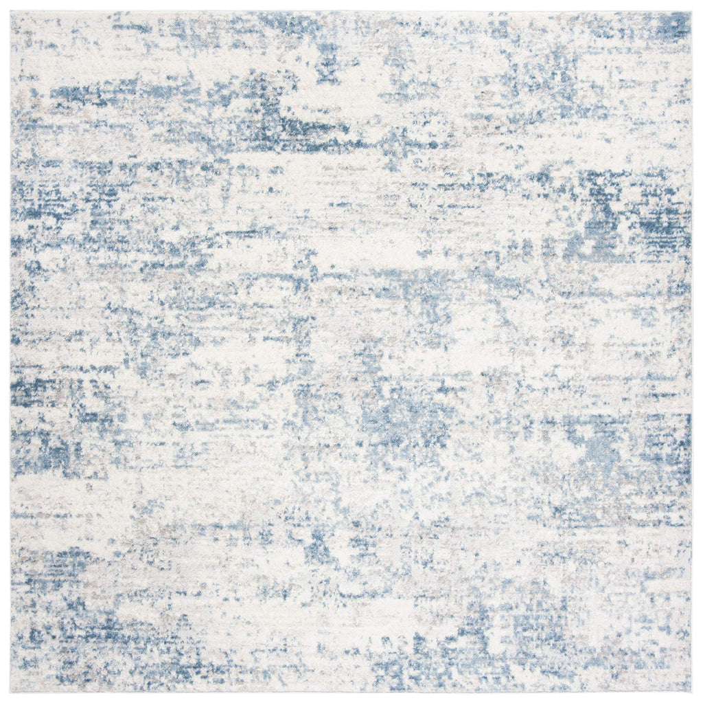 Safavieh Amelia Collection Area Rug - 9' Square, Ivory & Blue, Modern Abstract Design, Non-Shedding & Easy Care, Ideal For High