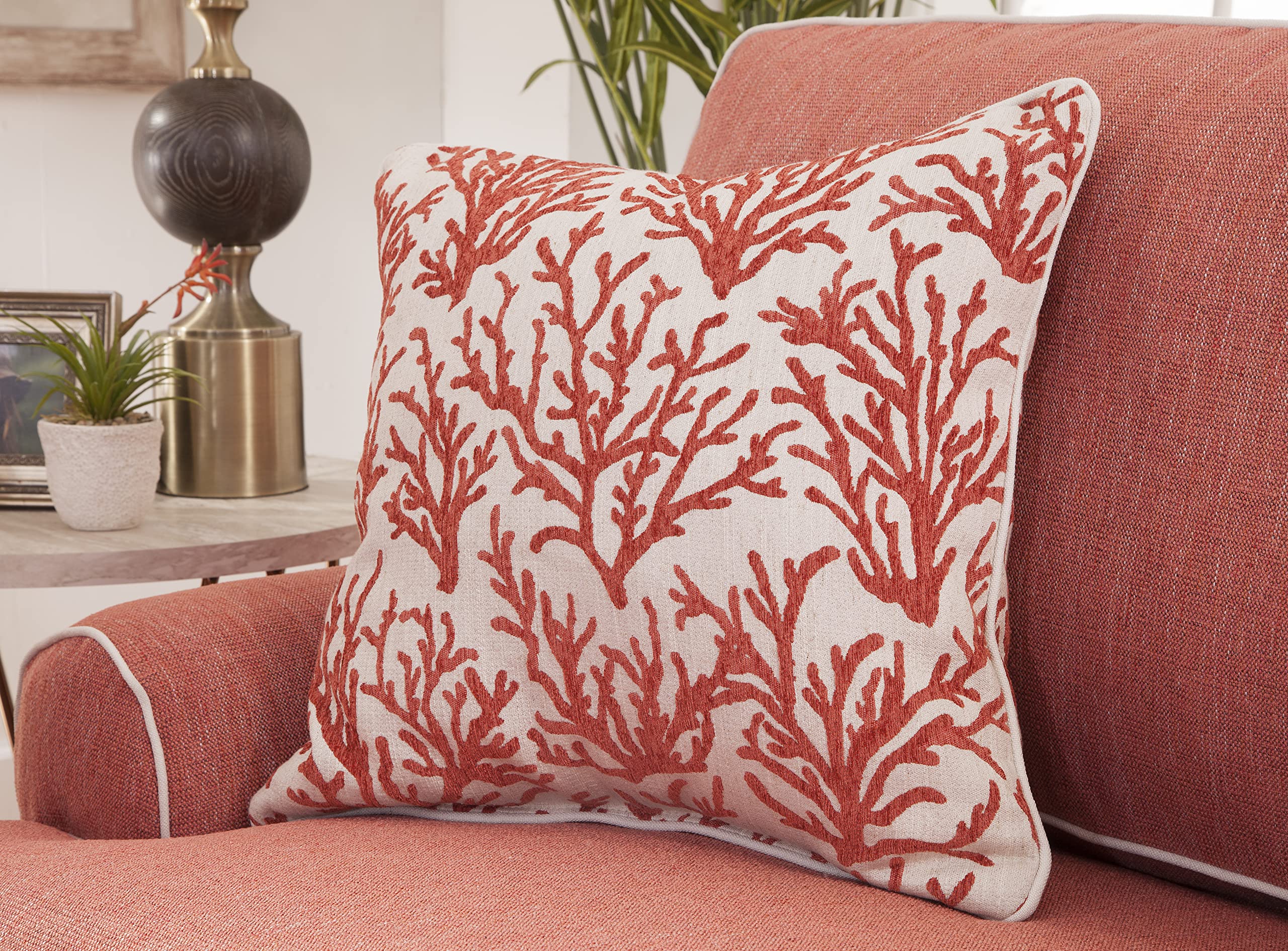 American Furniture Classics Coral Springs Loveseat in Coral with 2 Matching Pillows - Stylish and Comfortable Seating Solution