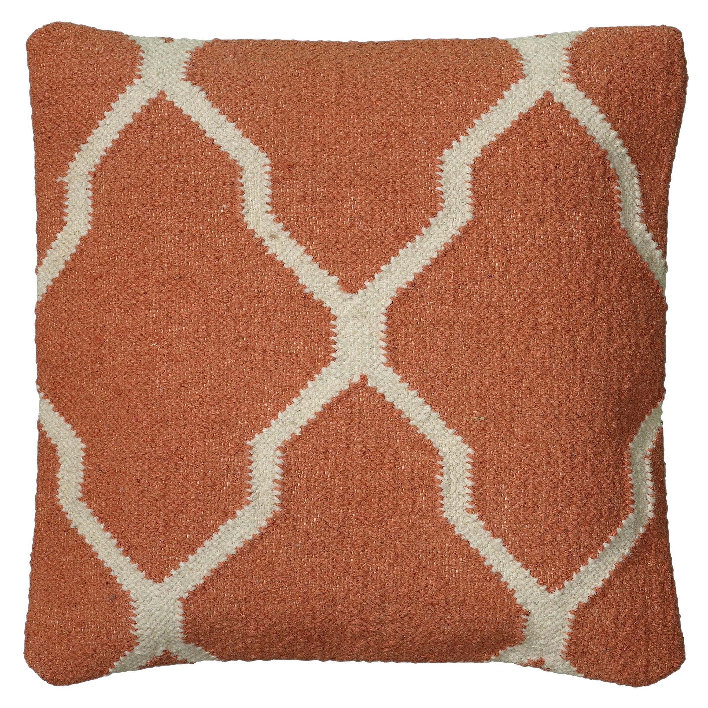 Rizzy Home | T06050 | Poly Fill Decorative Pillow | 18"x18" Orange/Neutral/Moroccan Tile Motif