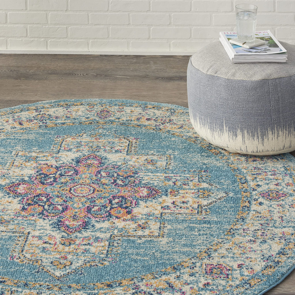 Nourison Passion Light Blue 1'10' X 2'10' Area Rug, Boho, Traditional, Easy Cleaning, Non Shedding, Bed Room, Living Room, Hallway, (2' X 3')