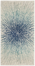 SAFAVIEH Evoke Collection 22 x 4 Royal / Ivory EVK228A Abstract Burst Non-Shedding Living Room Bedroom Accent Rug