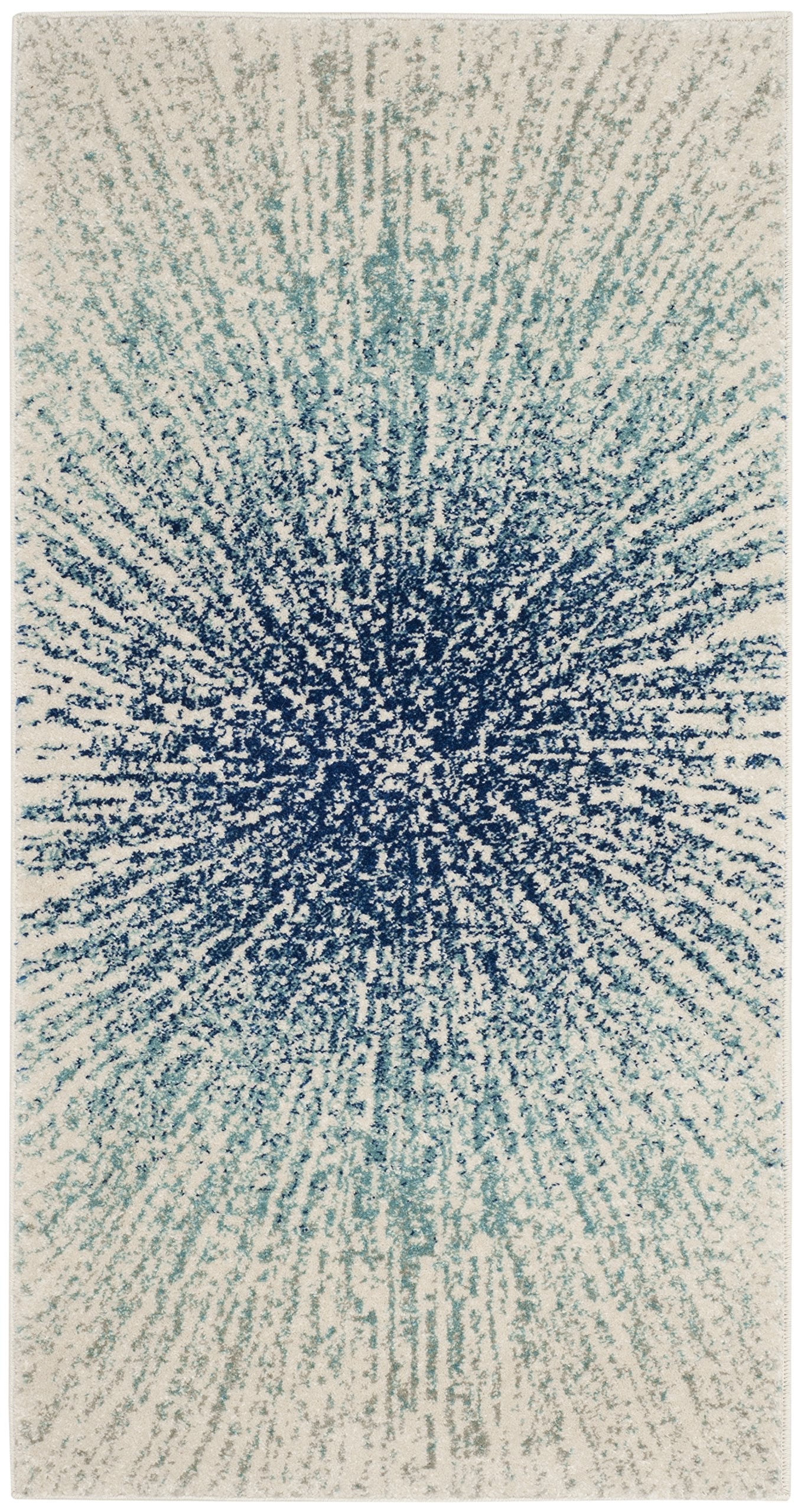 SAFAVIEH Evoke Collection 22 x 4 Royal / Ivory EVK228A Abstract Burst Non-Shedding Living Room Bedroom Accent Rug