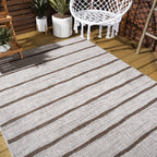 Jonathan Y Smb125A-4 Colonia Berber Stripe Indoor Outdoor Area-Rug Bohemian Contemporary Easy-Cleaning Bedroom Kitchen Backyard Patio Non Shedding, 4 X 6, Beige/Brown