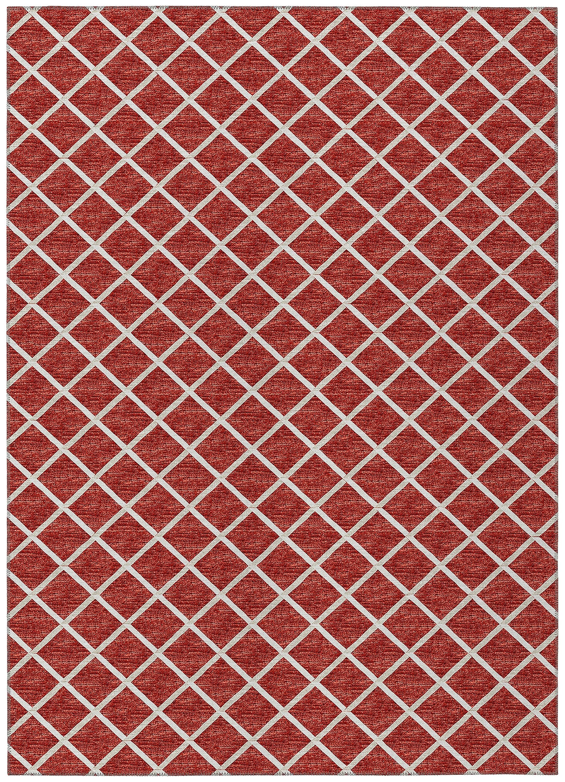 Dalyn Rugs York Yo1 Red 8' X 10' Indoor Outdoor Area Rug, Easy Clean, Machine Washable, Non Shedding, Bedroom, Living Room, Dining Room, Kitchen, Patio Rug