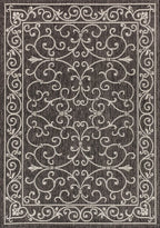 Jonathan Y Smb106G-9 Charleston Vintage Filigree Textured Weave Indoor Outdoor Area-Rug Classic Coastal Easy-Cleaning Bedroom Kitchen Backyard Patio Non Shedding, 9 X 12, Black/Gray