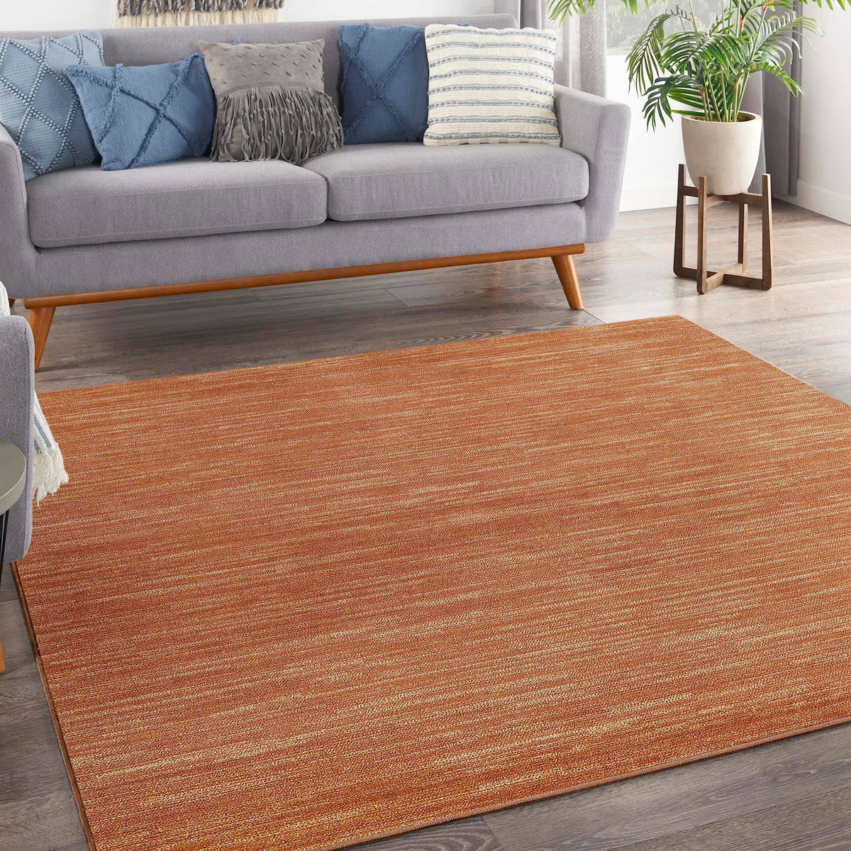 Nourison Essentials Indoor/Outdoor Rust 9' X Square Area Rug, Easy Cleaning, Non Shedding, Bed Room, Living Room, Dining Room, Backyard, Deck, Patio (9 Square)