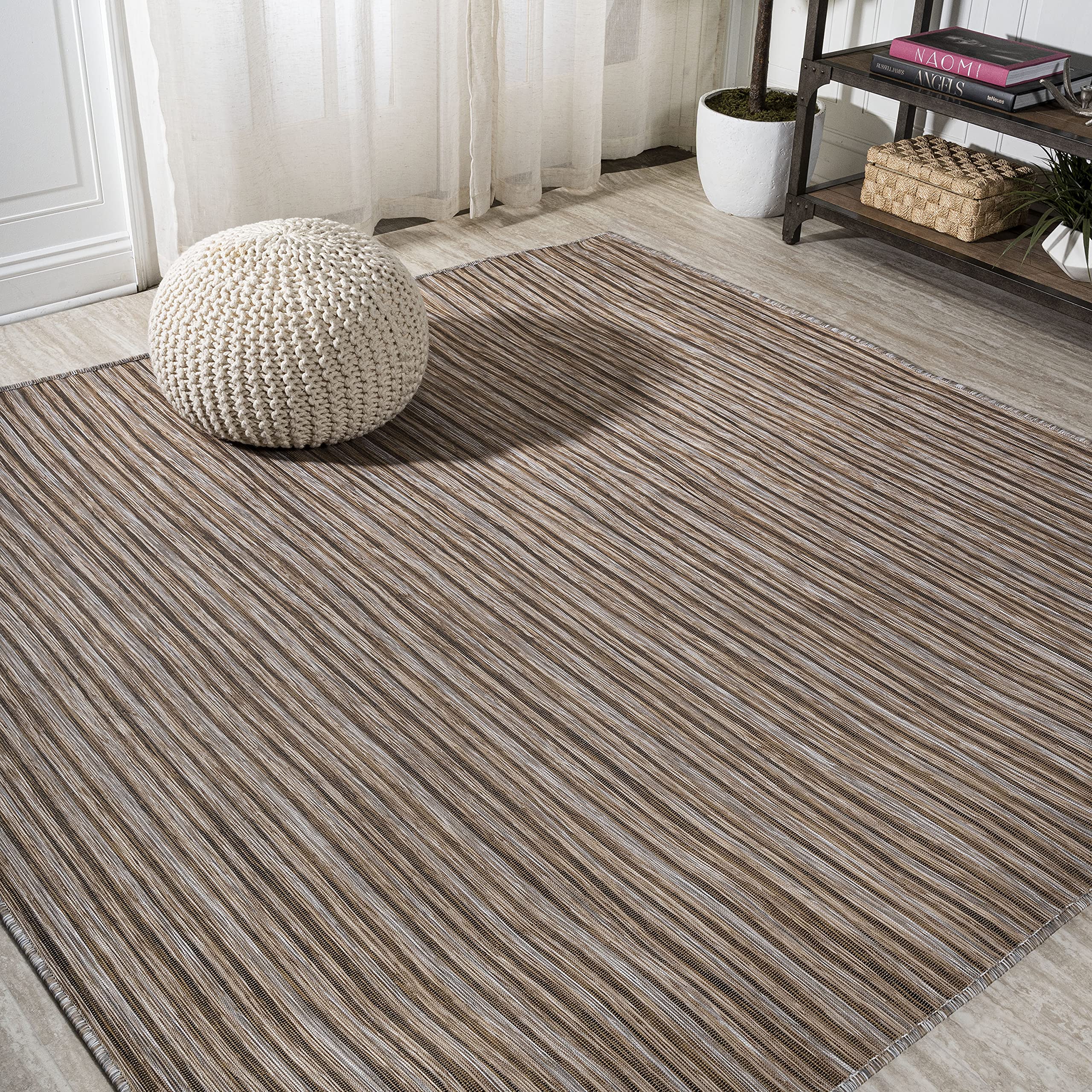 Jonathan Y Tsn102B-6Sq Finn Modern Farmhouse Pinstripe Indoor/Outdoor Area-Rug, Casual, Contemporary, Coastal Easy-Cleaning,Bedr