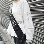 Dadam Birthday Sash For Girls Black Satin Birthday Girl Sash With Gold Glitter Lettering Party Favors, Supplies And Decorations