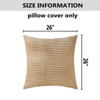 Home Brilliant Set Of 2 Decorative Plush Velvet Corduroy Striped Throw Euro Pillow Sham Cushion Cover For Sofa, 26X26 Inches, Ta