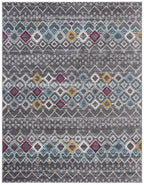 Safavieh Amsterdam Collection X-Large Area Rug - 11' X 15', Dark Grey & Ivory, Moroccan Boho Design, Non-Shedding & Easy Care, I