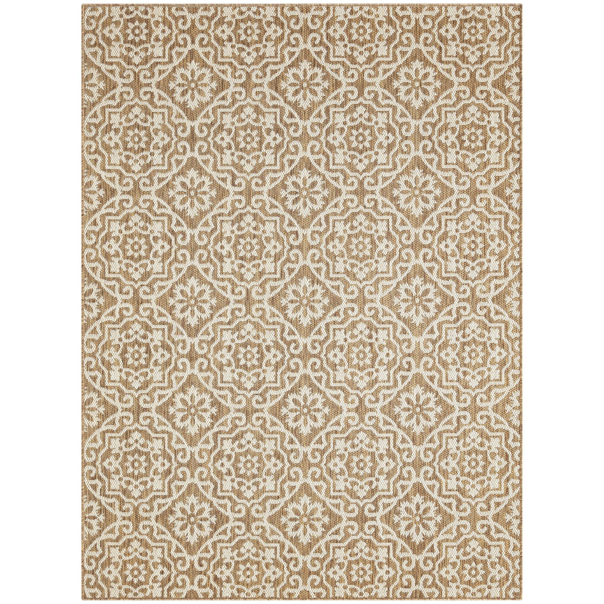 Nicole Miller New York Patio Country Danica Transitional Geometric Indoor/Outdoor Area Rug, Brown/Beige, 5'2'X7'2'