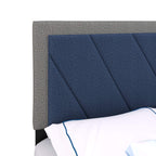 Boyd Sleep Diagonal Upholstered Platform Bed with Headboard - Durable Full Size Mattress Foundation, Strong 4 Wood Slat Supports, Box Spring Required, Blue/Gray