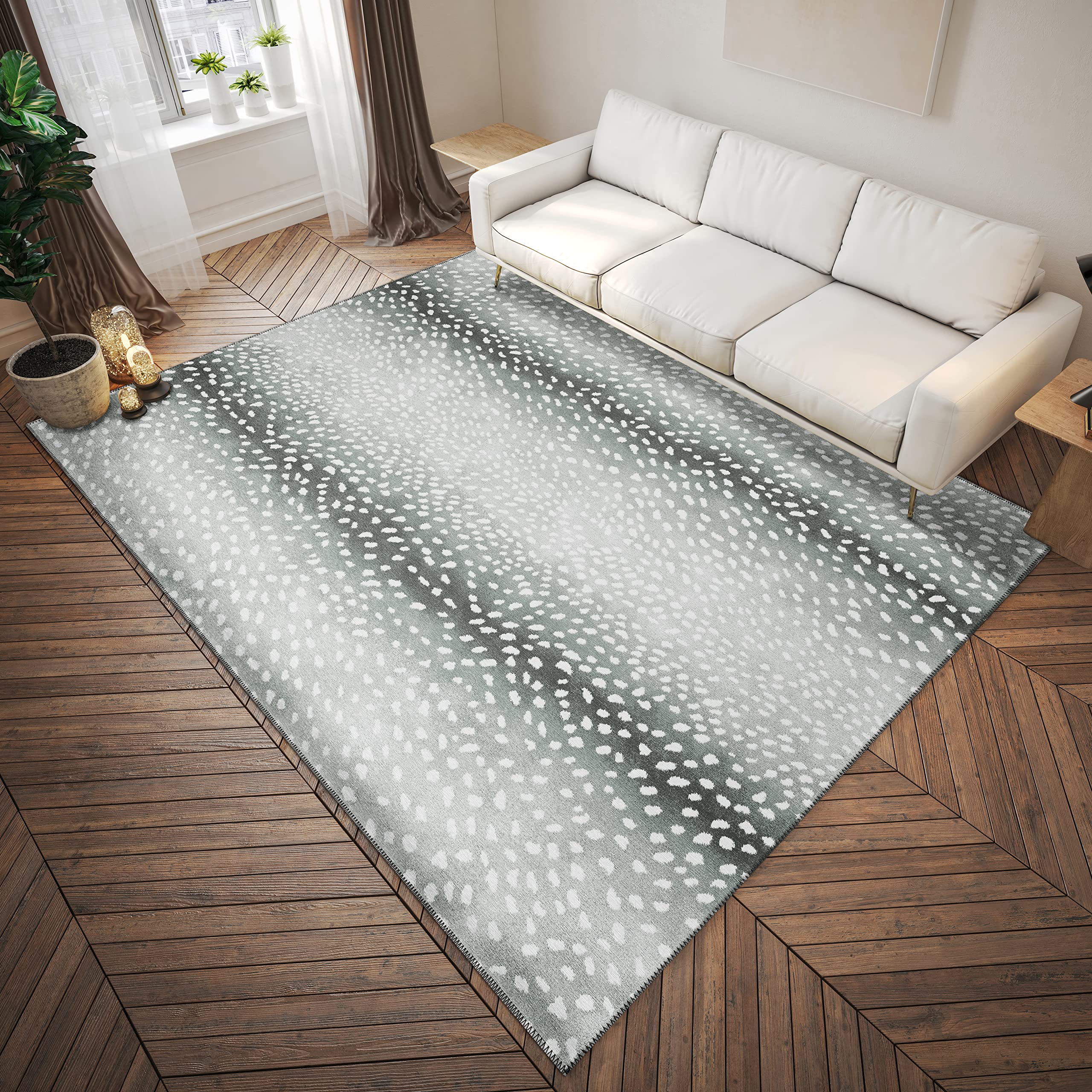 Addison Rugs Safari Asf33 Grey Washable 8' X 10' Indoor Outdoor Area Rug, Easy Clean, Machine Washable, Non Shedding, Bedroom, Entry, Living Room, Dining Room, Kitchen, Patio Rug