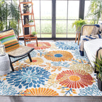 Safavieh Cabana Collection Runner Rug - 2' X 8', Grey & Blue, Floral Design, Non-Shedding & Easy Care, Indoor/Outdoor & Washable-Ideal For Patio, Backyard, Mudroom (Cbn832F)