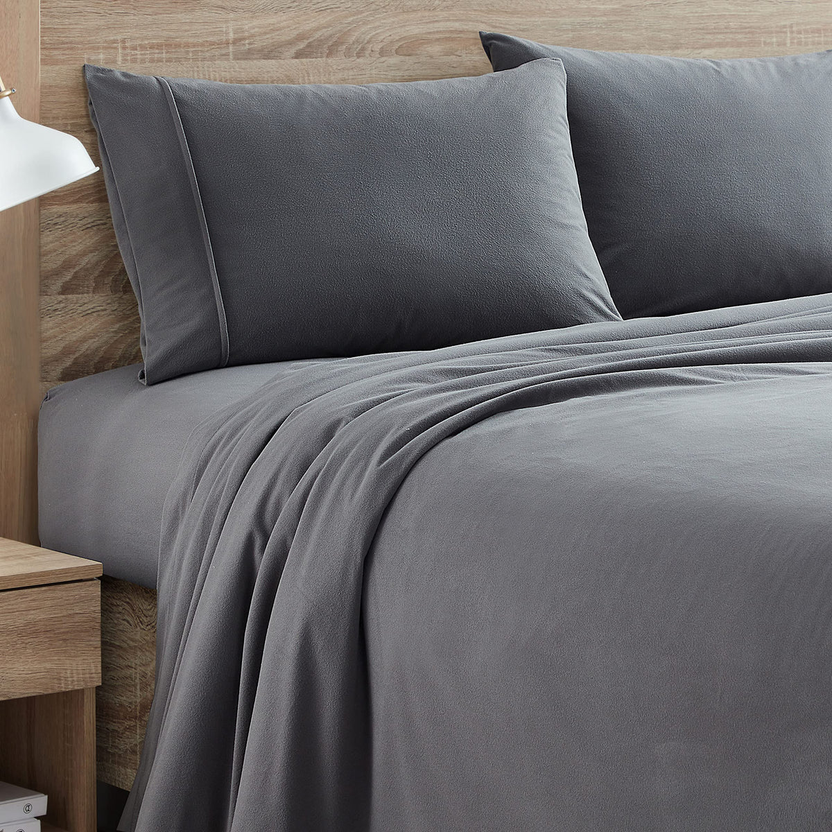 Flannel Sheets Warm And Cozy Deep Pocket Breathable All Season Bedding Set With Fitted, Flat And Pillowcases, Twin, Gray